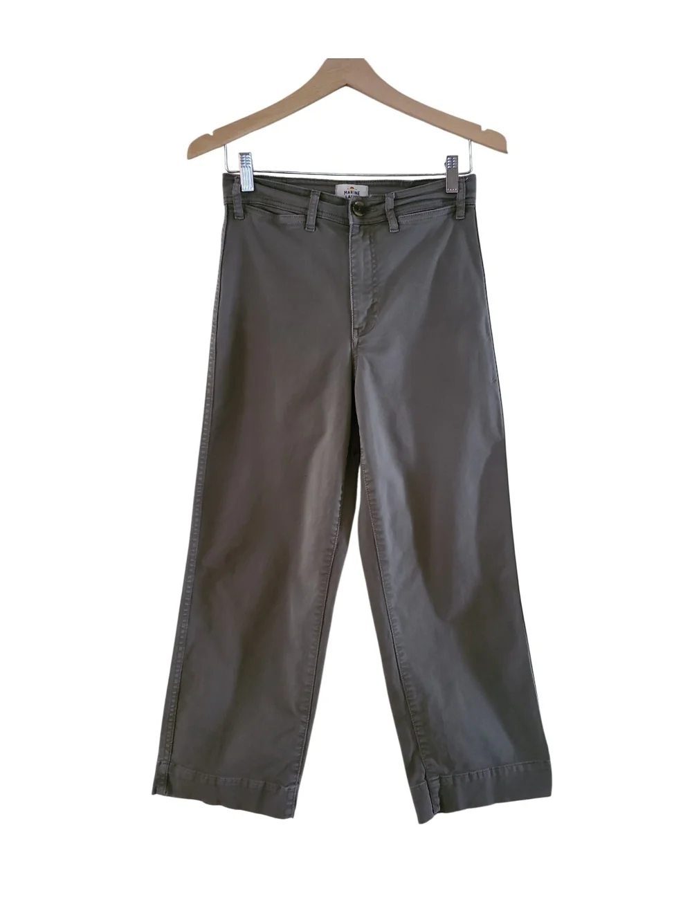 Marine Layer Briget Cropped Straight Pant Utility Jeans Olive Green